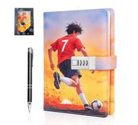 Lockable secret diary for kids journal with lock gift for tweens (Football) | Personal secret diary with lock gifts for kids birthday,journal with code lock & pen,notebook with lock A5 180 pages