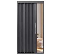 Lockable Sliding Accordion Door, Folding Partition Screen for Interior Closet Barn Hallway Cupboard, Magnetic Closure, Gray