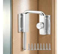Lockable Sliding Door Loop Lock, Solid Aluminum Alloy 90/180 Degree U-Bolt Lock, Anti-Pry for Barn Door, Garden, Screen Door, Fence, Bathroom, Outdoor, Garage(Silver, 1Pcs)