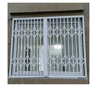 Lockable Sliding Window Guards Secure Aluminum Safety Bars for Apartments Stores and Dorms Burglary Proof Folding Grill Rail (44x42 inches)