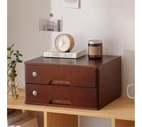 Lockable Solid Wood File Cabinet - 2-Der Desktop nizer in Brown & White for Home Office Countertop Sto Box for Supplies & Files Slish Sto Solut