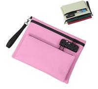 Lockable Travel Money Bag Safe Bag,Travel Safe Bag With Lock, Money Envelopes With 3-Digit Code, Cash Pouches Double Layer Anti Theft Credit Card Holder For Passport Bills,28 * 22CM (Red)