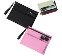Lockable Travel Money Bag Safe Bag,Travel Safe Bag With Lock, Money Envelopes With 3-Digit Code, Cash Pouches Double Layer Anti Theft Credit Card Holder For Passport Bills,28 * 22CM (Black+Red)