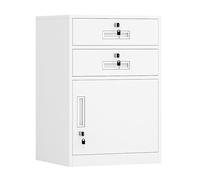 Lockable Vertical Filing Cabinet & Printer Stand Adjustable Height 65cm 85cm Perfect for Home & Office Storage Secure Drawers for Documents & Supplies
