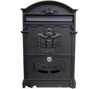 Lockable Wall Mount Mailbox - Vintage Metal Post Box with Security Lock, Weatherproof Letterbox for Outdoor Use