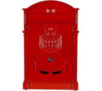 Lockable Wall Mount Mailbox - Vintage Metal Post Box with Security Lock, Weatherproof Letterbox for Outdoor Use