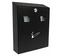 Lockable Wall Mounted Ash Bin Garden Outdoor Cigarette Ashtray Heavy Duty Metal Smoking Box for Office Pub Club with 2 keys 25.7 x 9.5 x 30cm