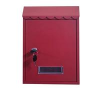 Lockable Wall-Mounted Mailbox - Weatherproof Galvanized Iron Post Box Red 12"x8"x3" - Secure Outdoor Sto for Letters & Packas and Slish