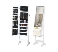 Lockable White Jewelry Cabinet & Full-Length Mirror Organizer