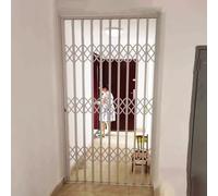 Lockable Window Security Grille Foldable Burglar Protection Grate for Sliding Windows 50 210cm White Ideal for Homes & Basements (W110xH140cm/44x55in)