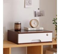 Lockable Wooden Desktop File Cabinet - 3-Tier A4 Storage Box for Office Supplies, Brown & White Organizer with Drawers for Home & Office Use