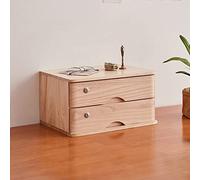 Lockable Wooden Desktop Storage Box - Compact Home Office File Cabinet with 2 Drawers for Data nization and Efficient Storage Solutions