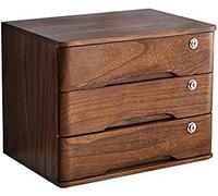 Lockable Wooden File Organizer, 2-Drawer Desktop Storage Box for Office Supplies and A4/Receipt Files, Space-Saving Flat File Cabinet