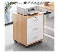 Lockable Wooden Filing Cabinet on Wheels - Multifunctional Printer Stand & Storage nizer for Home Office - Mobile File Cabinet 14.1" D x 15.7" W x 19.6" H
