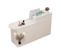 Lockable Wooden Reception Counter Desk - Space-Saving Retail Table for nized Reception Area Ideal for Offices and Business Use