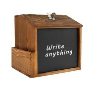 Lockable Wooden Suggestion Box With Lock And Slot, Wooden Counter Top Wall Mounted Charity Collection Donation Boxes With Blackboard For Charity Church