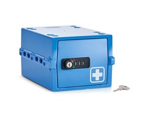 Lockabox Mini Plus™ Medicine Storage Box | Lockable Box with Combination Lock & Access Key (3L) | Mini Medical Lock Box Storage for Tablets, Pills & First Aid | 22.3 x 15.4 x 12 cm (Medi Blue)