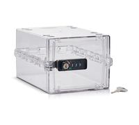 Lockabox Mini Plus™ | Small Lockable Box with Combination Lock & Access Key (3L) | Mini Storage Lock Box for Medicines, Snacks & Phones | External Size 22.3 x 15.4 x 12 cm (Crystal)