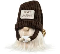 LOCKASEN Coffee Gnome - Cute Plush Gnome Holding Cup, Handmade Bar Decor & Accessories, Gift for Coffee Lovers, Swedish Tomte Elf Dwarf for Station, Kitchen, Valentine, Christmas & Home Decorations