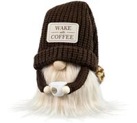 LOCKASEN Coffee Gnome - Cute Plush Gnome Holding Cup, Handmade Bar Decor & Accessories, Gift for Coffee Lovers, Swedish Tomte Elf Dwarf for Station, Kitchen, Valentine, Christmas & Home Decorations