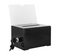 Locked Ballot Box, Acrylic Charity Collection Box, Lockable Suggestion Box with Key, Donation Boxes for Church, Cash box, Feedback box, Charity Collection Boxes, 6.18x4.53x4.02 Inch (Black)