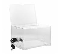 Locked Ballot Box, Acrylic Charity Collection Box, Lockable Suggestion Box with Key, Donation Boxes for Church, Cash box, Feedback box, Charity Collection Boxes, 6.18x4.53x4.02 Inch (Transparent)