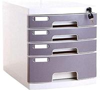 Locked Document Storage Cabinet, 4 Drawers, Plastic File for Office & Home, Desktop Data Storage Solution, Grey Color, Secure Document Management System