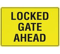 Locked Gate Ahead Warning Metal Sign Tin Signs Aluminum Plaque for Outdoors Use Yard Farm Fence Home Wall Decor 8x12inch