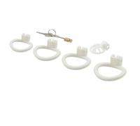 Locked in Lust Male Chastity Cage Innie Male Chastity Device with 4 Penis Ring,Cherry Keeper MicroCage(White Micro)