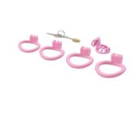 Locked in Lust Male Chastity Cage Innie Male Chastity Device with 4 Penis Ring,Cherry Keeper MicroCage(Pink innke)