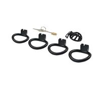 Locked in Lust Male Chastity Cage Innie Male Chastity Device with 4 Penis Ring,Cherry Keeper MicroCage(Black Micro)