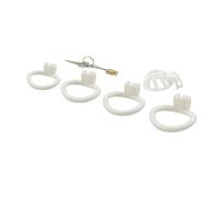 Locked in Lust Male Chastity Cage Innie Male Chastity Device with 4 Penis Ring,Cherry Keeper MicroCage(White Stub)