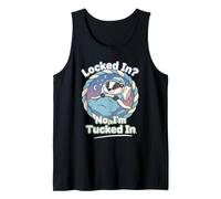 Locked in No Im Tucked in Cute Cozy Sleepy Badger Funny Pun Tank Top