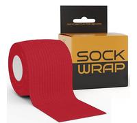 Locked in Sock Tape for Football 5cm x 5m - Self Adhesive, Elastic Bandage Wrap for Socks, Shin Pads, Ankle & Knee Support - Comfortable Fit, Strong Hold for Training, Recovery & More (Red)