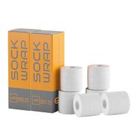 Locked in Sock Tape for Football 5cm x 5m - Self Adhesive, Elastic Bandage Wrap for Socks, Shin Pads, Ankle & Knee Support - Comfortable Fit, Strong Hold for Training, Recovery & More (White, 6 Pack)