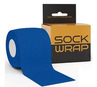 Locked in Sock Tape for Football 5cm x 5m - Self Adhesive, Elastic Bandage Wrap for Socks, Shin Pads, Ankle & Knee Support - Comfortable Fit, Strong Hold for Training, Recovery & More (Blue)