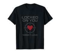 Locked on You Futuristic Gunmetal Scarlet Love Design T-Shirt