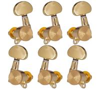 Locked String Tuning Pegs Machine Heads for Acoustic Electric Guitar, 6 Pcs Gold Lock-Style for AUTO Locking Tuners with Steel Gear, Sealed Heavy Duty Gear Set (3R+3L)