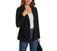 Lockenstab Black Blazer Jacket For Women Long Sleeve Notched Lapel One Button Suit Pockets Business Formal(368-black,Medium)