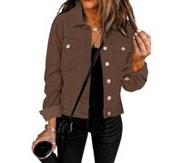 Lockenstab Denim Jackets Women's Jean Stretchy Long Sleeve Trucker Jacket With Pocket(Mustang braun,XX-Large)