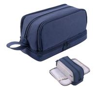 Lockenstab Large Capacity Pencil Case, Pouch with Sticky Note and 4 Compartments Multifunctional Stationery Organizer for Girls Boys, Office Makeup Bag Portable Pen for Students Women Men(Blue)