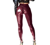 Lockenstab Patent Faux Leather Leggings for Women High Waisted Butt Lifting Lacquer Pleather Latex Shiny Pants Concert Outfits