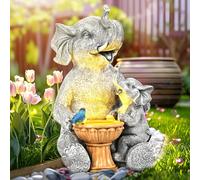 Lockenstab Upgraded Elephant Statue Garden Decoration True Watering Figure Solar Powered LED Lights, Gifts For Women, For Mum, Decorations For Patio(Loving Elephant)