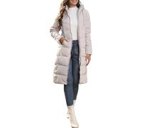 Lockenstab Women Winter Warm Quilted Puffer Outerwear Parka Coat Windproof Long Down Hooded Jacket(Light Khaki,10)