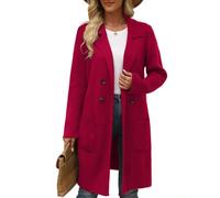 Lockenstab Women's Autumn Long Cardigan Pullover Trendy Cardigan Coat Elegant Blazer Coat, red, XL