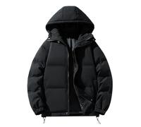 Lockenstab Women's Black Quilted Puffer Down Coat, UK Hooded Waterproof Jacket, Short Length, Loose Fit, Sherpa Lining, Long Sleeve, Trench Coat Style(Black,XL)