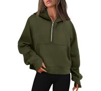 Lockenstab Womens Hoodies Oversized Sweatshirts Half Quarter Zip Pullover Cropped Long Sleeve Fall Outfits Fashion Clothes(Armygreen,Small)
