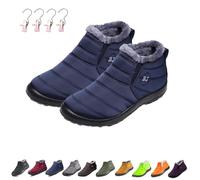 Lockenstab Women's Waterproof Orthopedic Warm Boots, Winter Snow, Anti-Slip Fur Lined Slip On Shoes For Women Men(Dark Blue,4.5 UK)