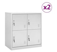 Locker Cabinet 4-Door Light Grey Steel 90x45x92.5cm Secure Office With 4 Lockers
