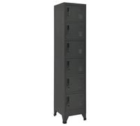 Locker Cabinet Anthracite Steel 6-Door 38x40x180 cm Secure Ventilated Storage.